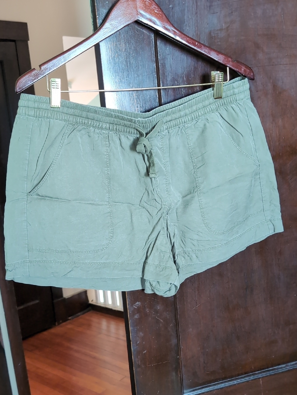 UpWest Women's Olive Green Drawstring Athletic Shorts - 100% Lyocell